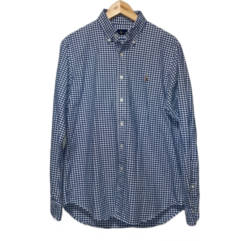 Ralph Lauren Men's Long Sleeve Gingham Check Button Down Shirt Medium